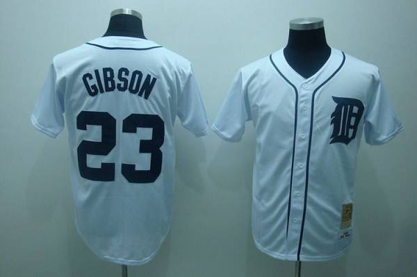 Mitchell and Ness 1984 Tigers #23 Kirk Gibson Stitched White Throwback MLB Jersey